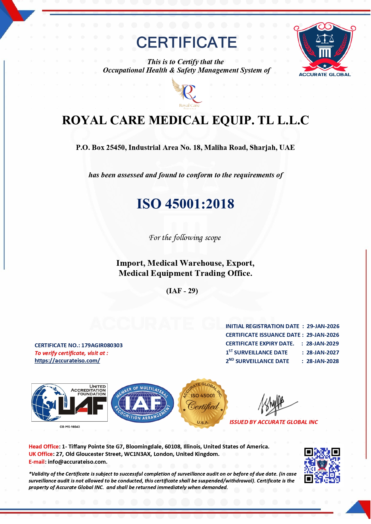 ISO 45001 certificate